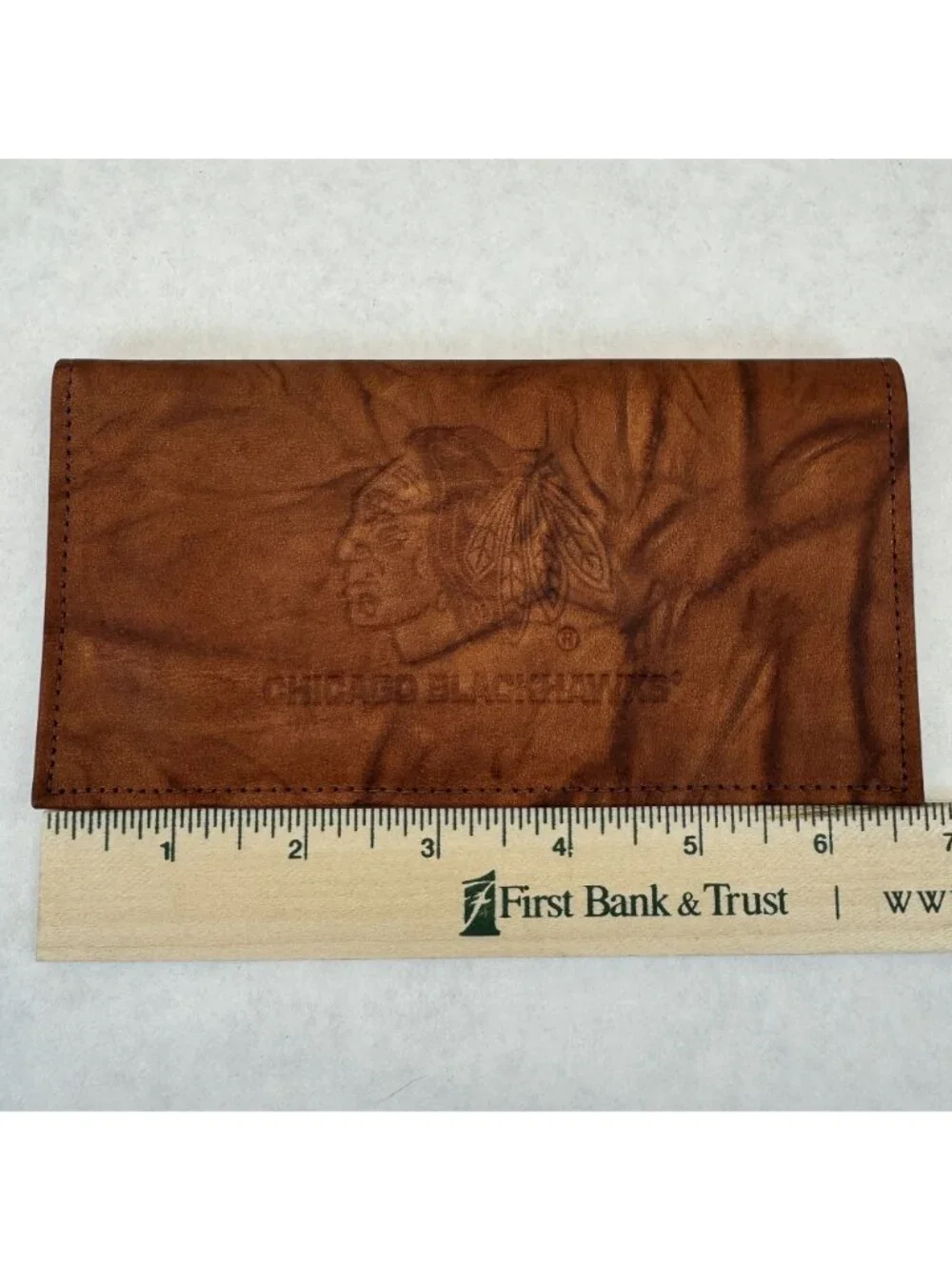 Chicago Blackhawks Genuine Leather Checkbook Cover Wallet NHL Embossed Rico NEW - Picture 9 of 11
